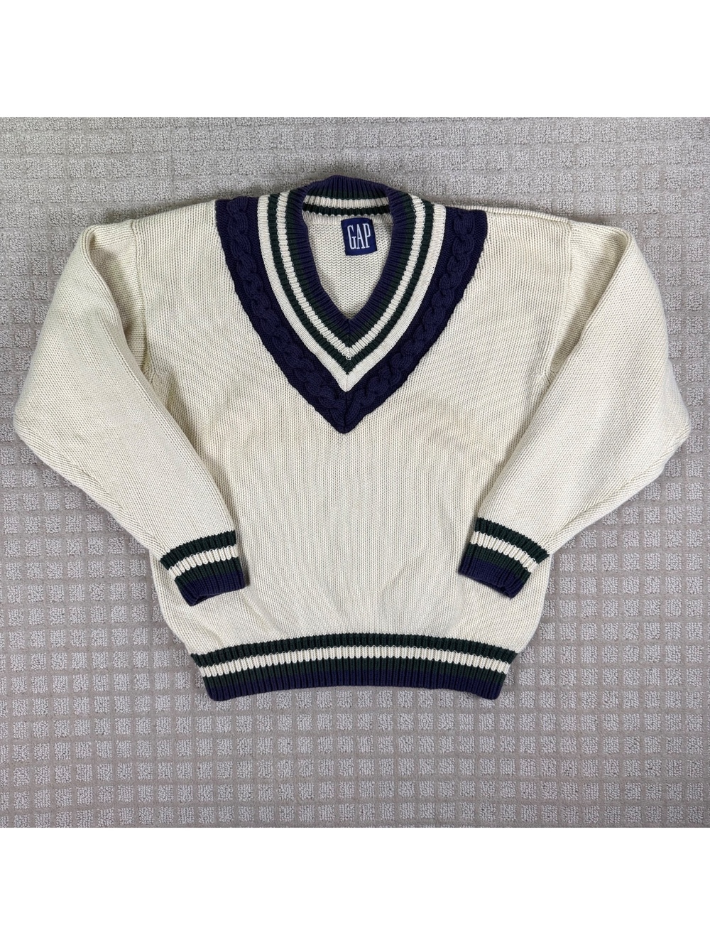 Gap Cotton Cable Knit V Neck Sweater S